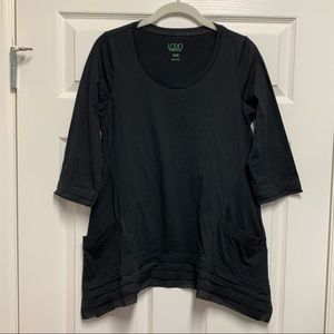 Black 3/4 Sleeve Tunic Top by LOGO Size XXS